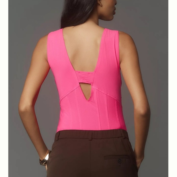 NWT Pilcro Neon Pink Bodysuit Thong Size Medium Spring Summer Festival - Picture 2 of 12